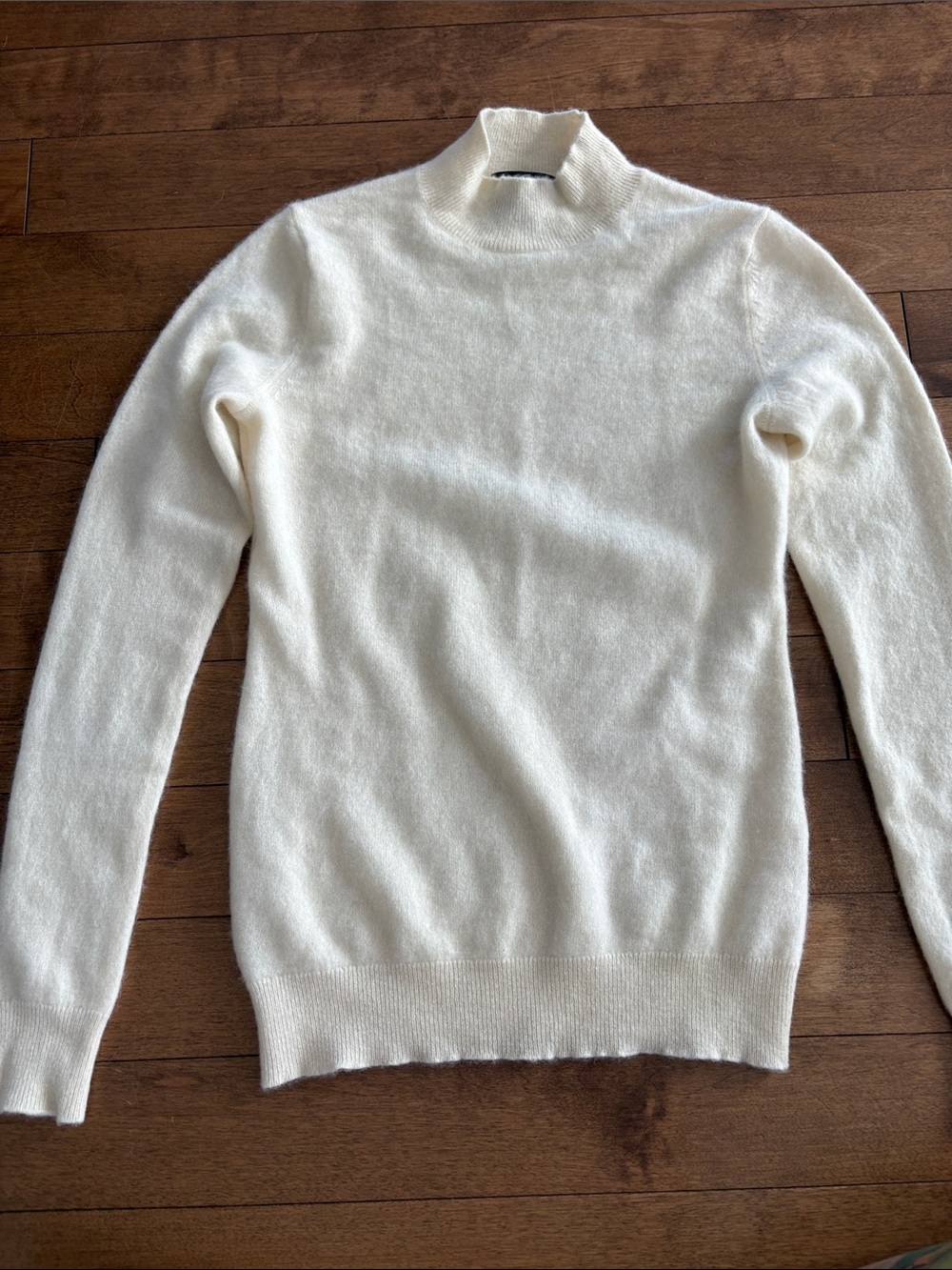 Cream Cashmere Mock Neck Sweater